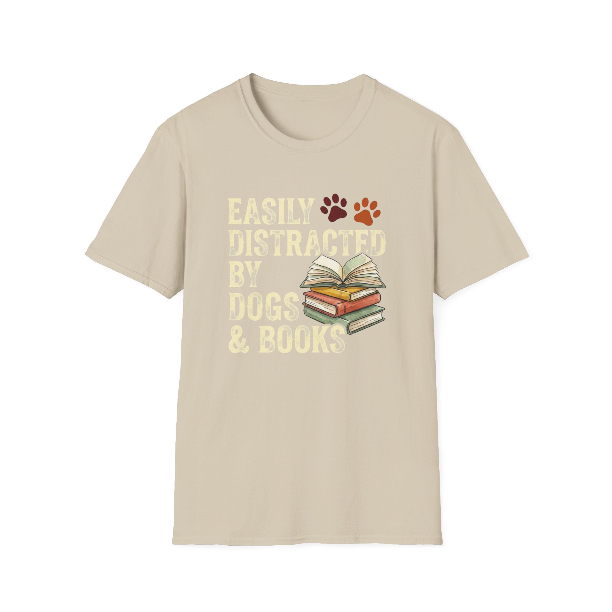 Easily Disctracted By Dogs And Books T-Shirt