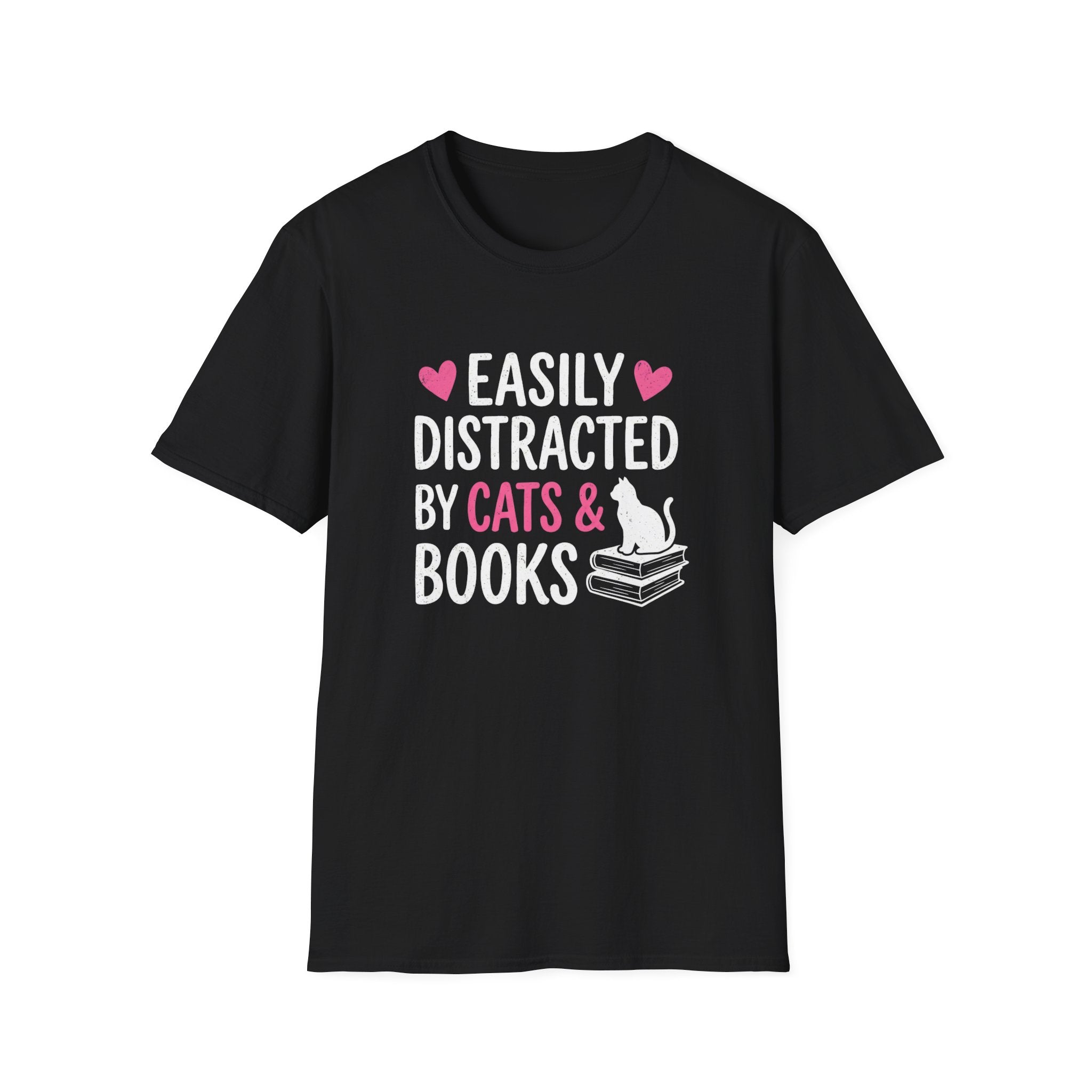 Easily Distracted By Cats And Books T-Shirt