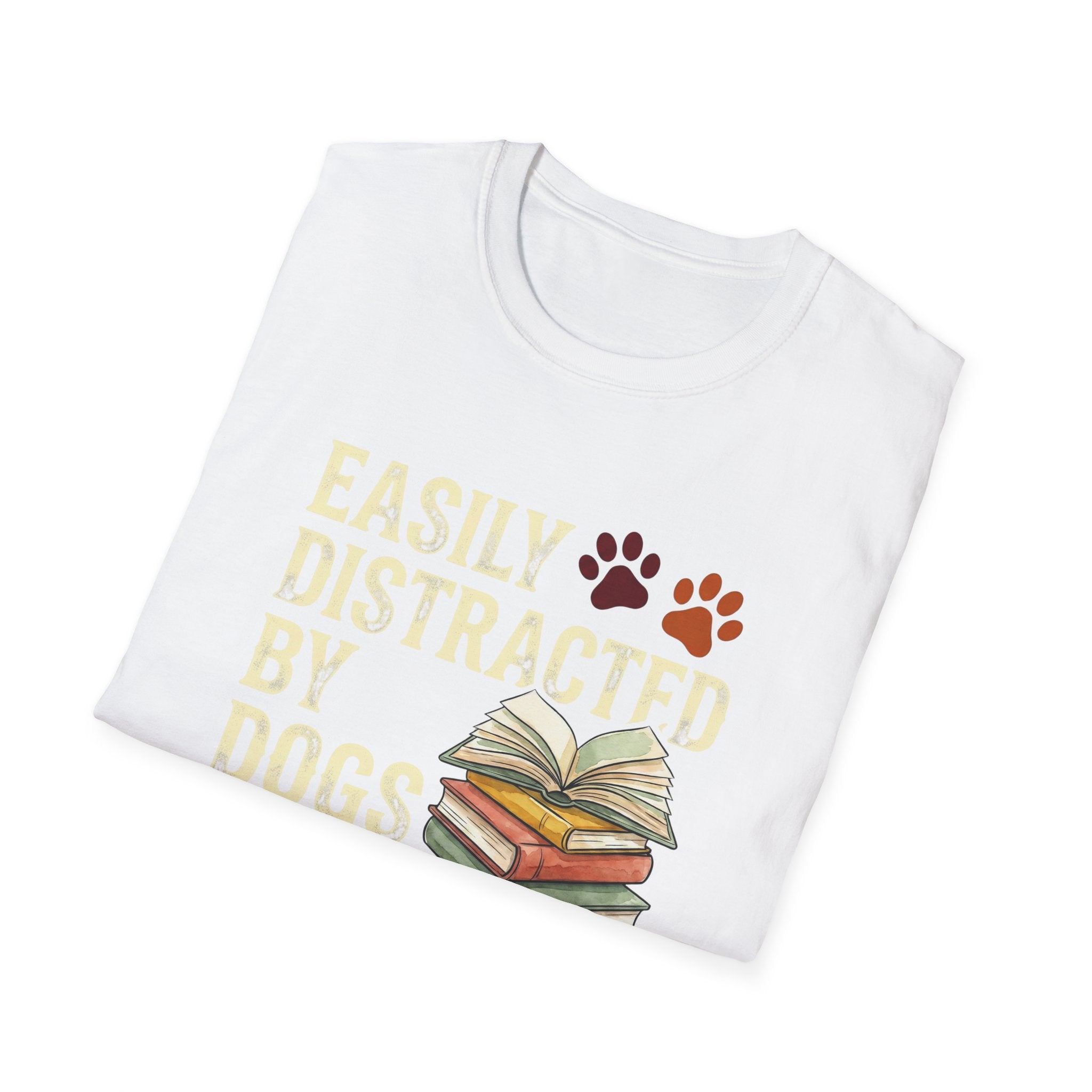 Easily Disctracted By Dogs And Books T-Shirt