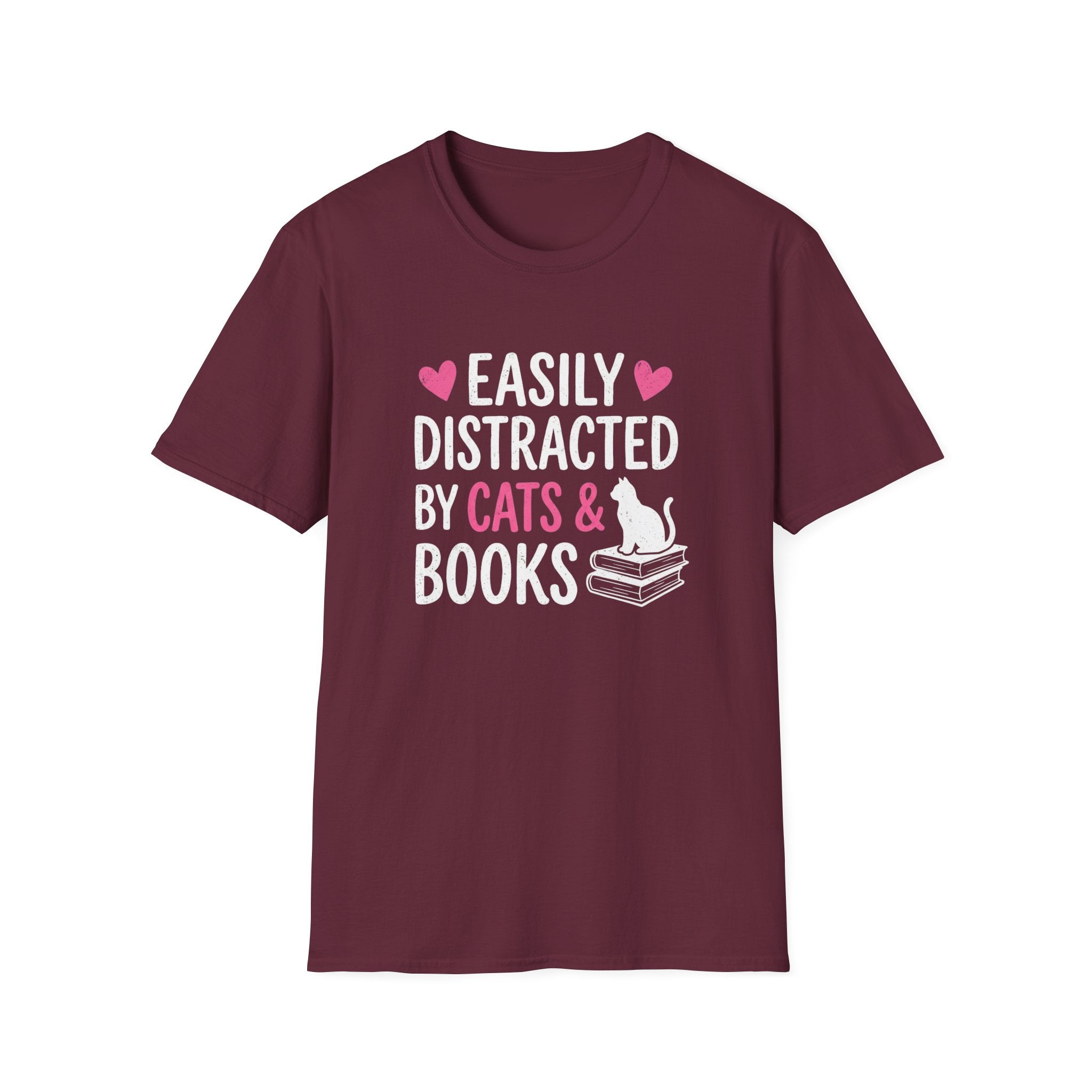 Easily Distracted By Cats And Books T-Shirt