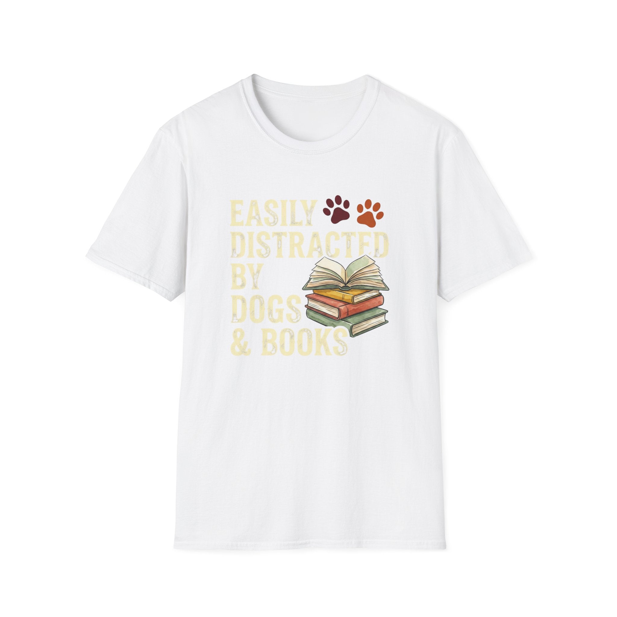 Easily Disctracted By Dogs And Books T-Shirt