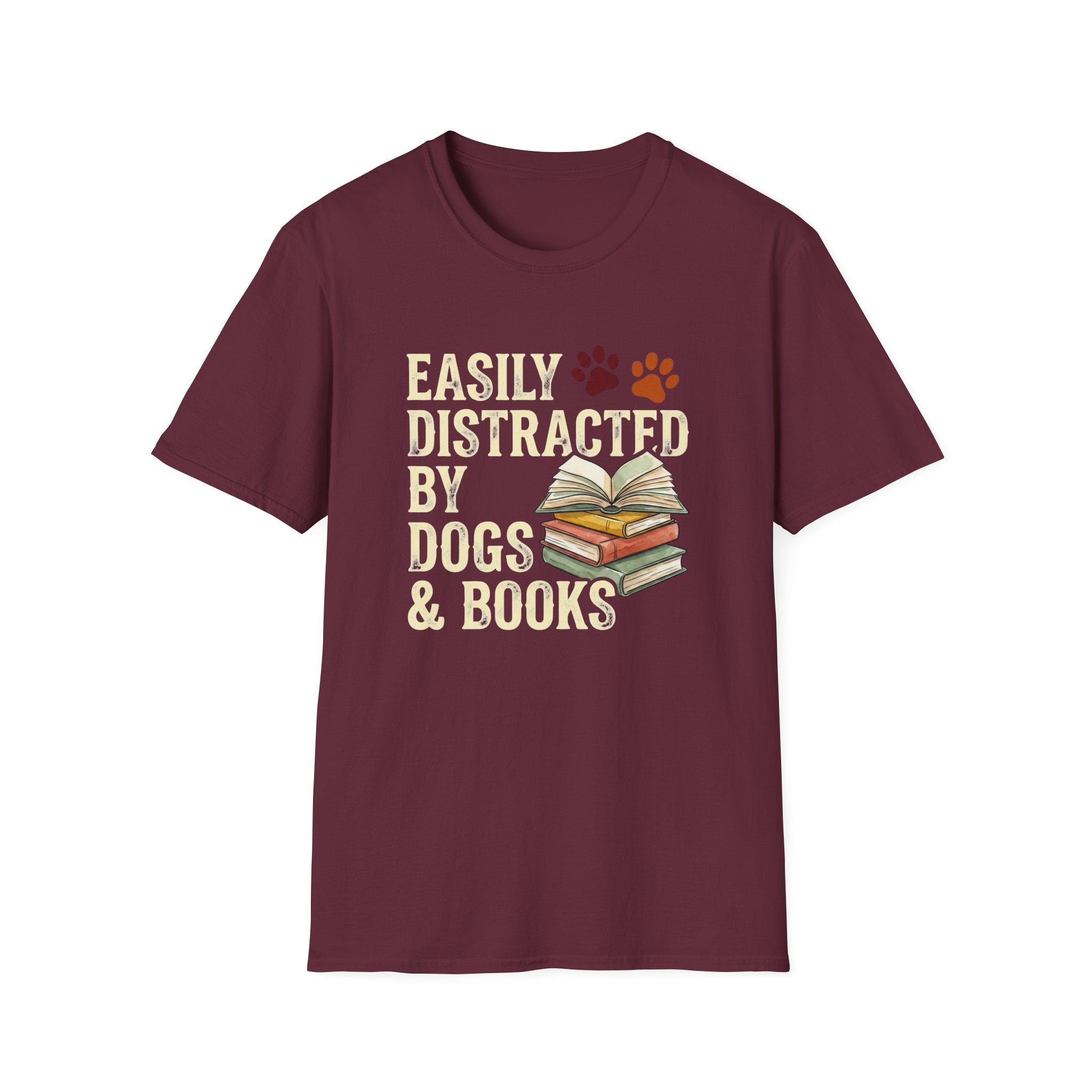 Easily Disctracted By Dogs And Books T-Shirt