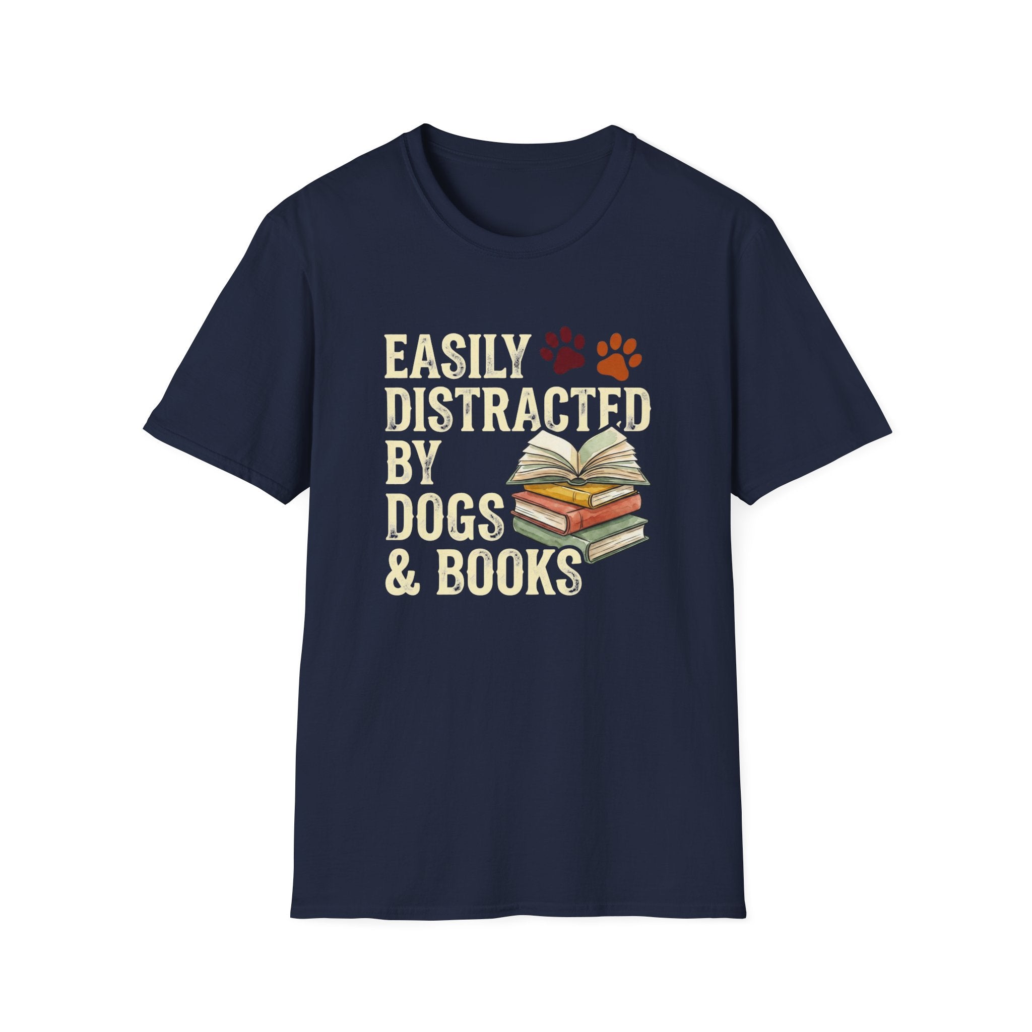 Easily Disctracted By Dogs And Books T-Shirt