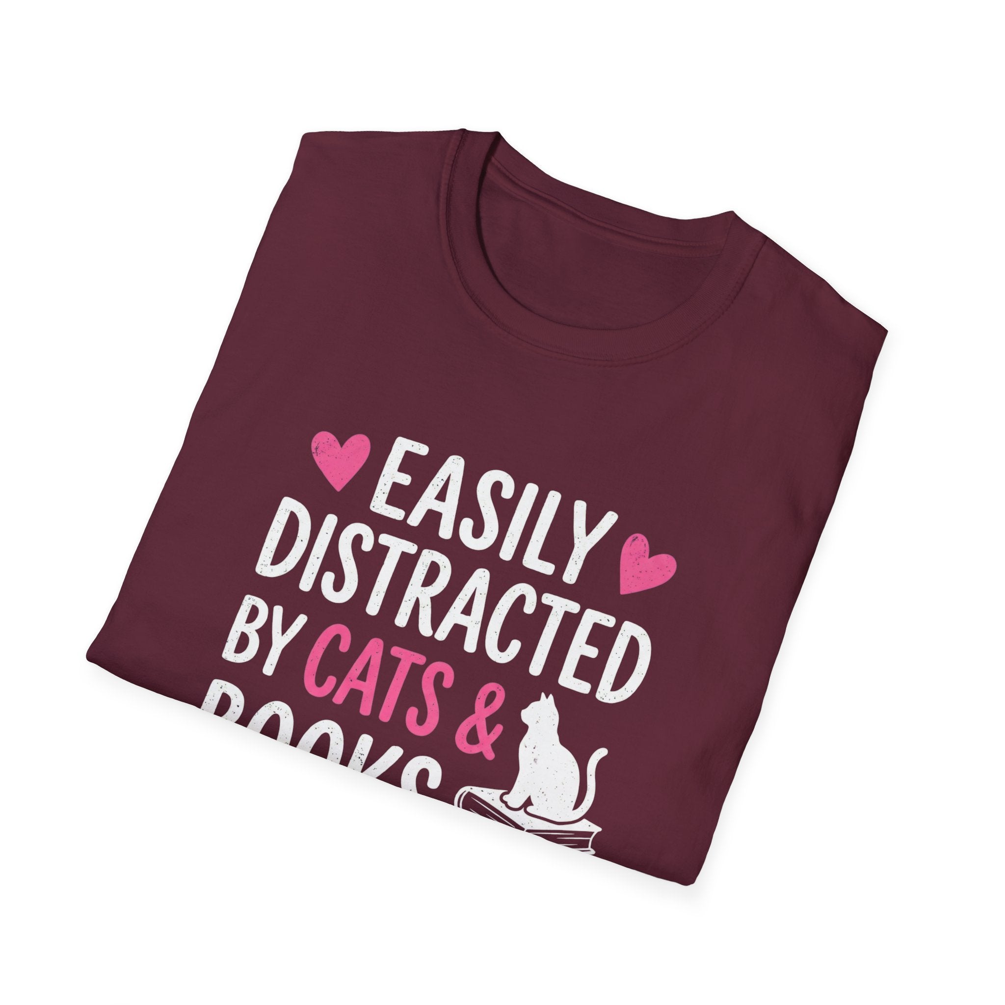 Easily Distracted By Cats And Books T-Shirt