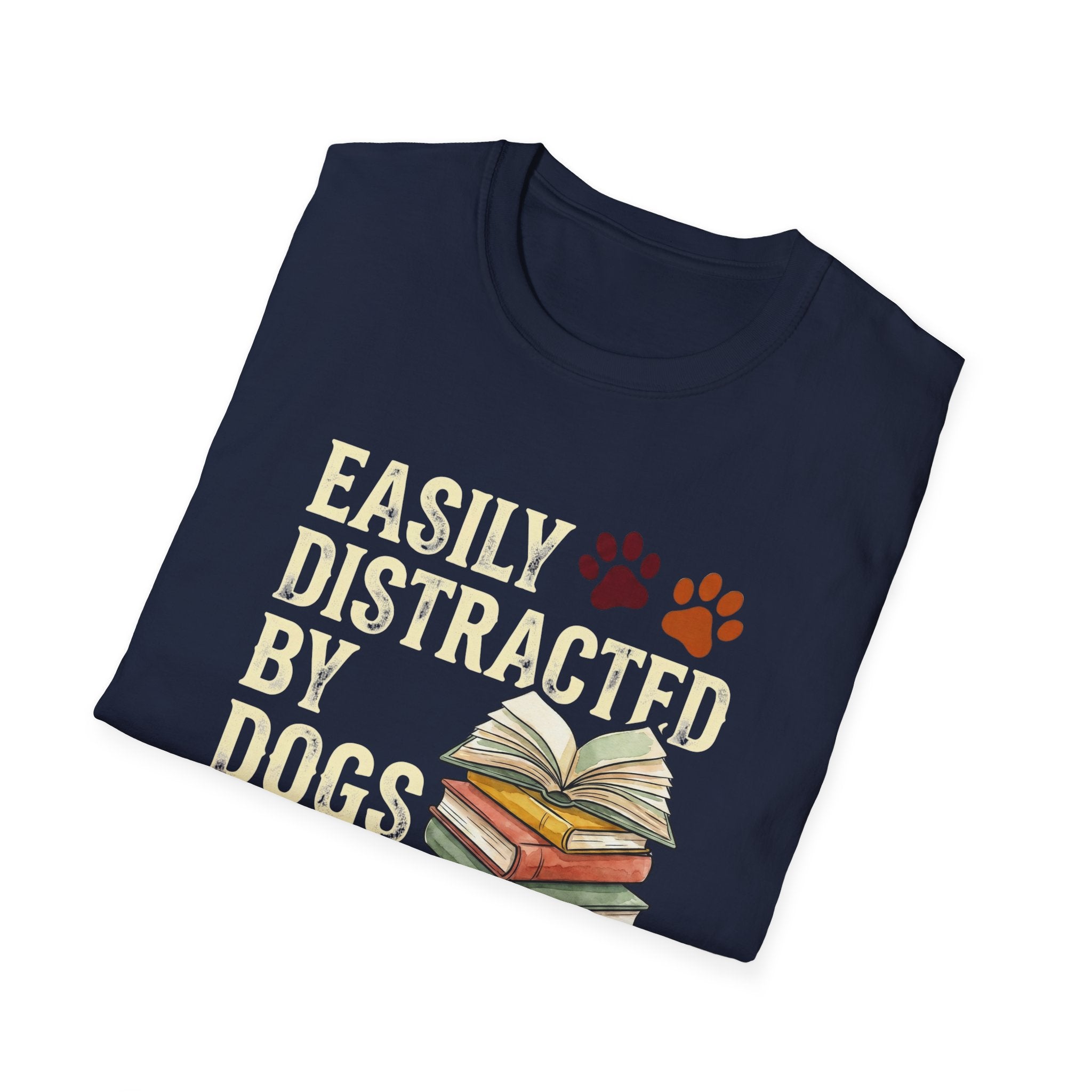Easily Disctracted By Dogs And Books T-Shirt
