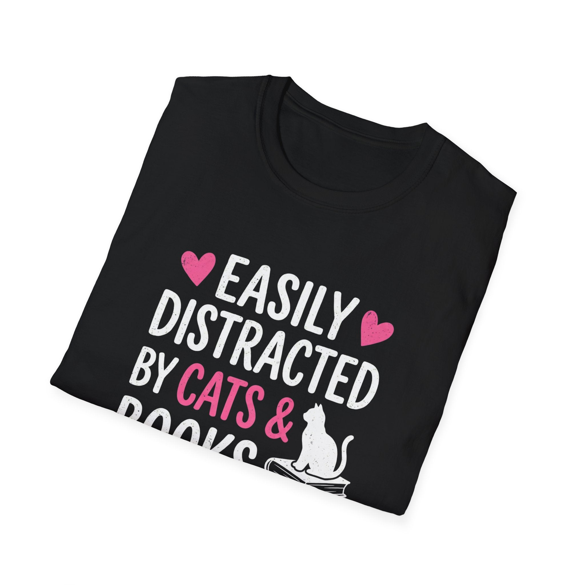 Easily Distracted By Cats And Books T-Shirt