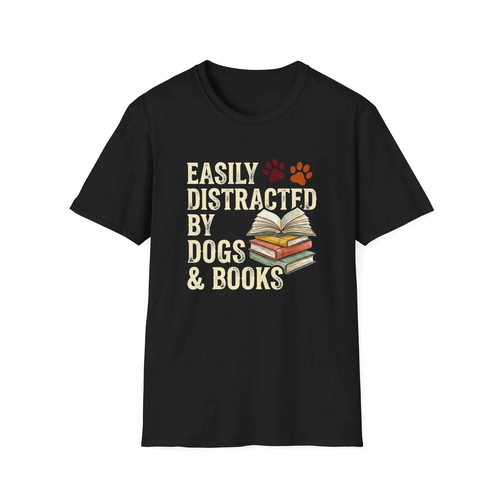 Easily Disctracted By Dogs And Books T-Shirt