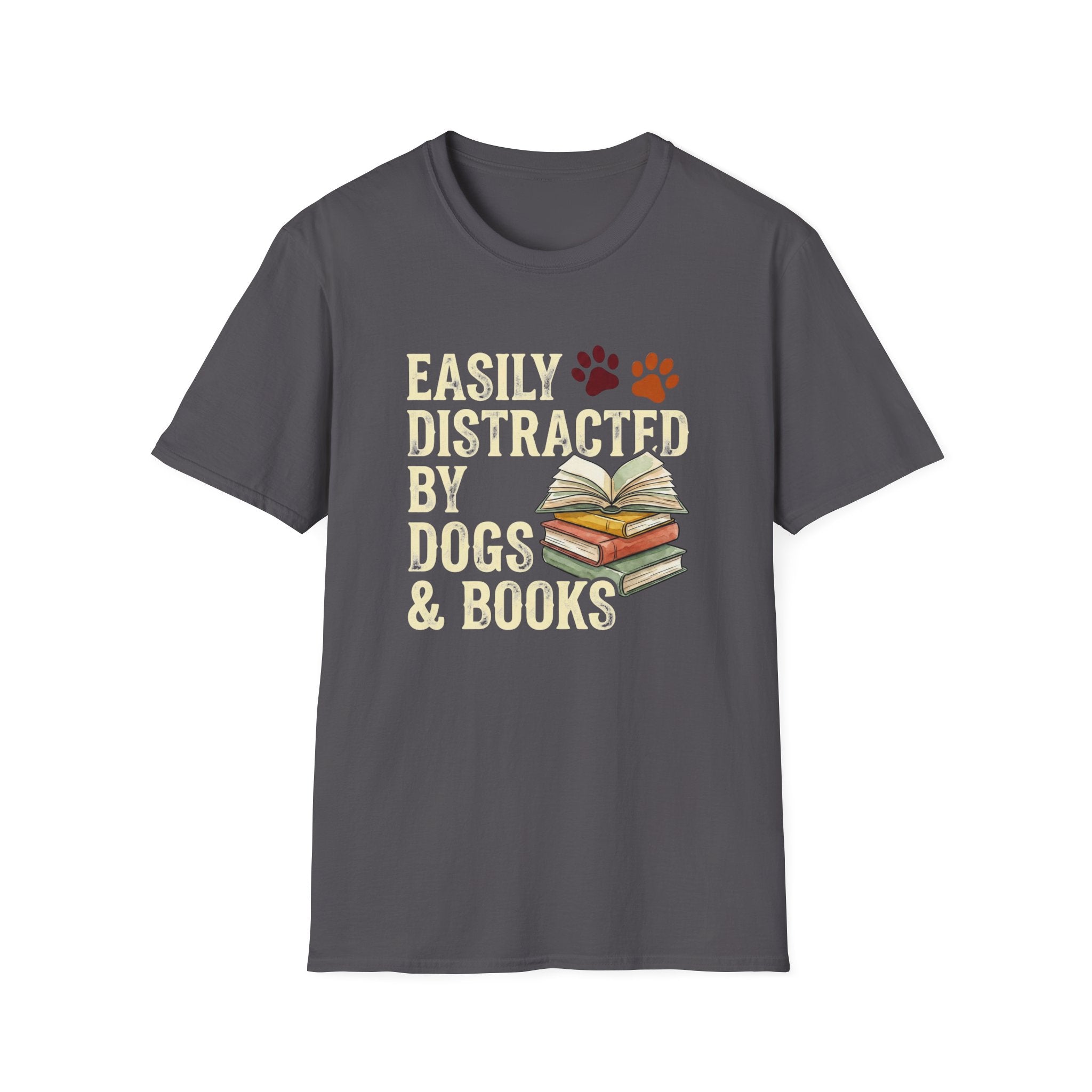 Easily Disctracted By Dogs And Books T-Shirt