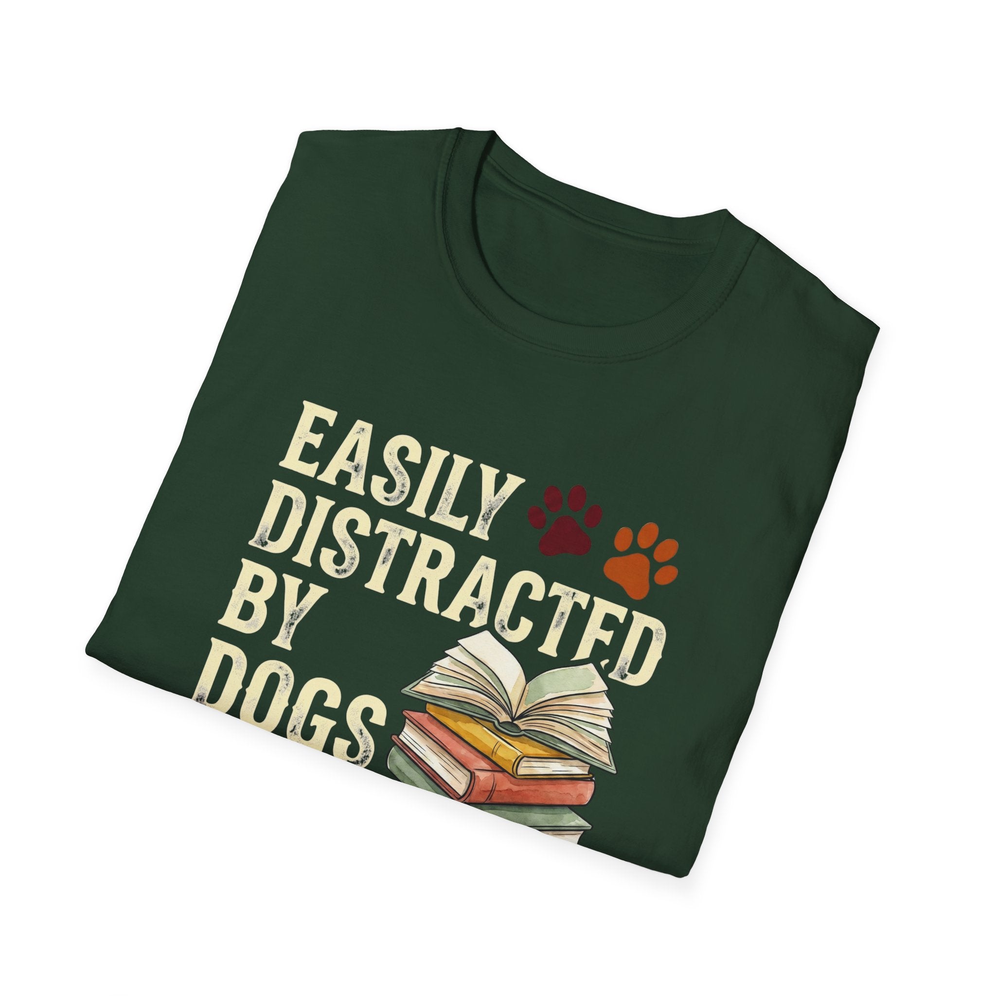 Easily Disctracted By Dogs And Books T-Shirt