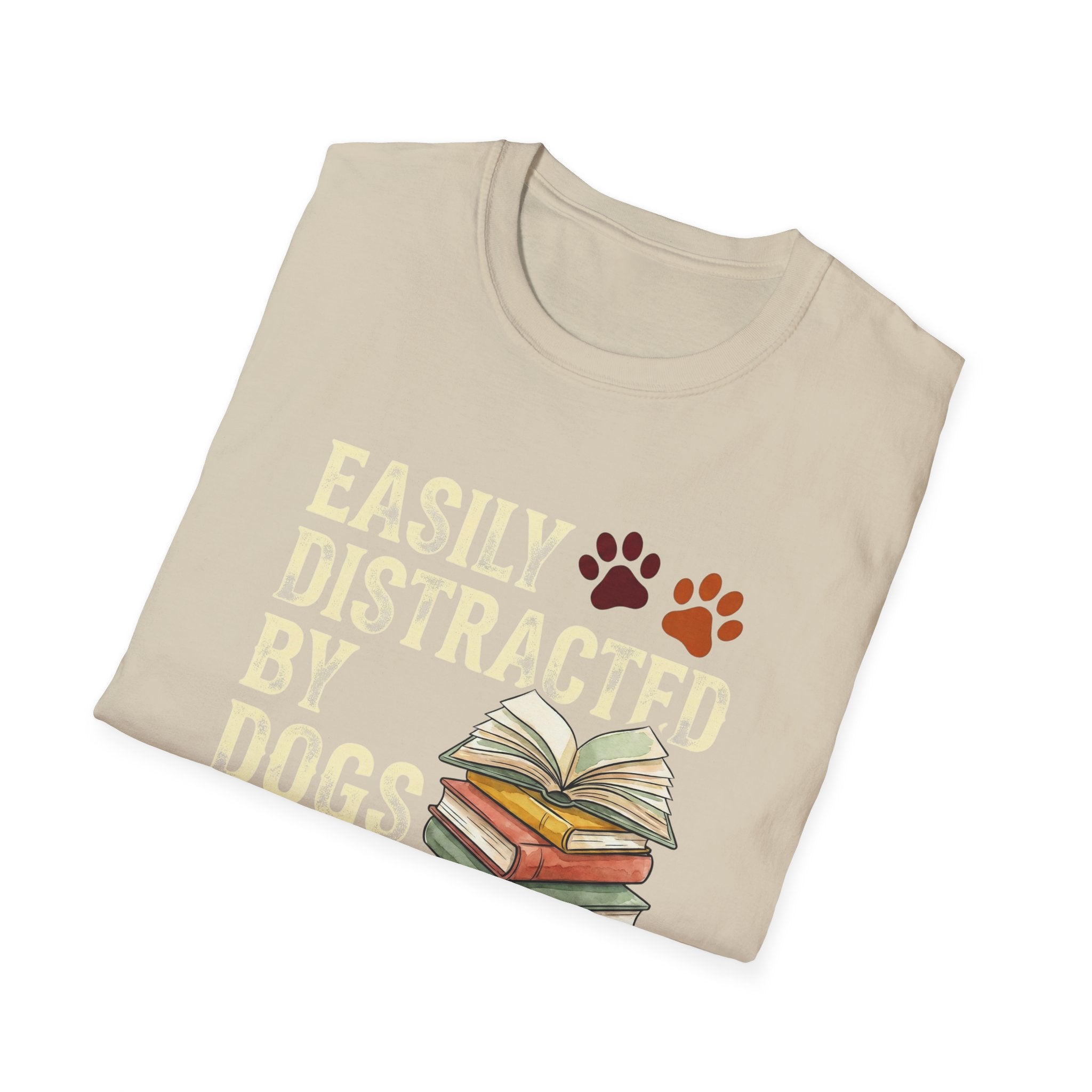 Easily Disctracted By Dogs And Books T-Shirt