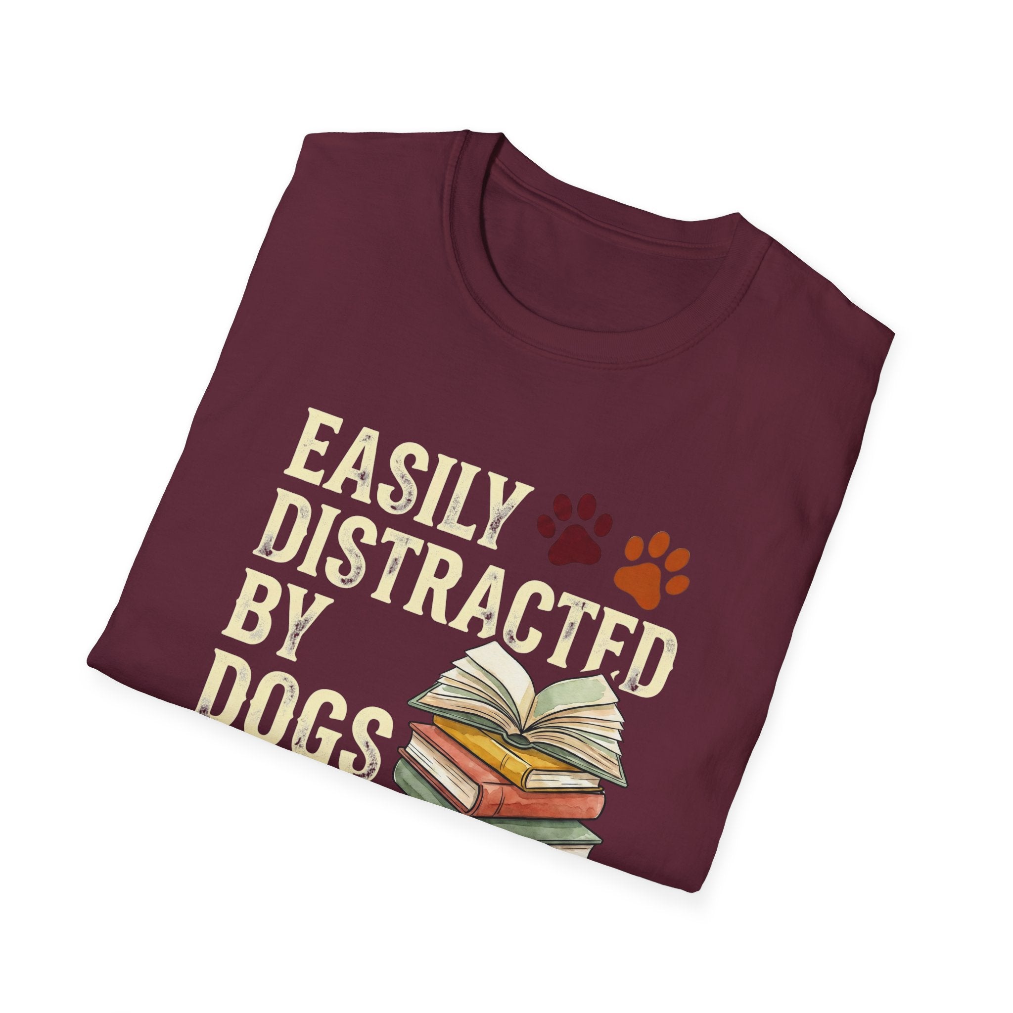 Easily Disctracted By Dogs And Books T-Shirt