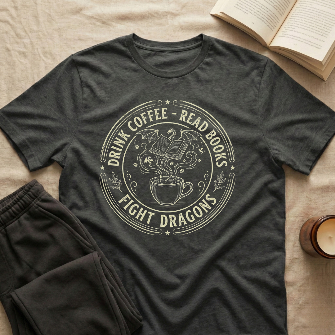 Drink Coffee Read Books Fight Dragons T-Shirt