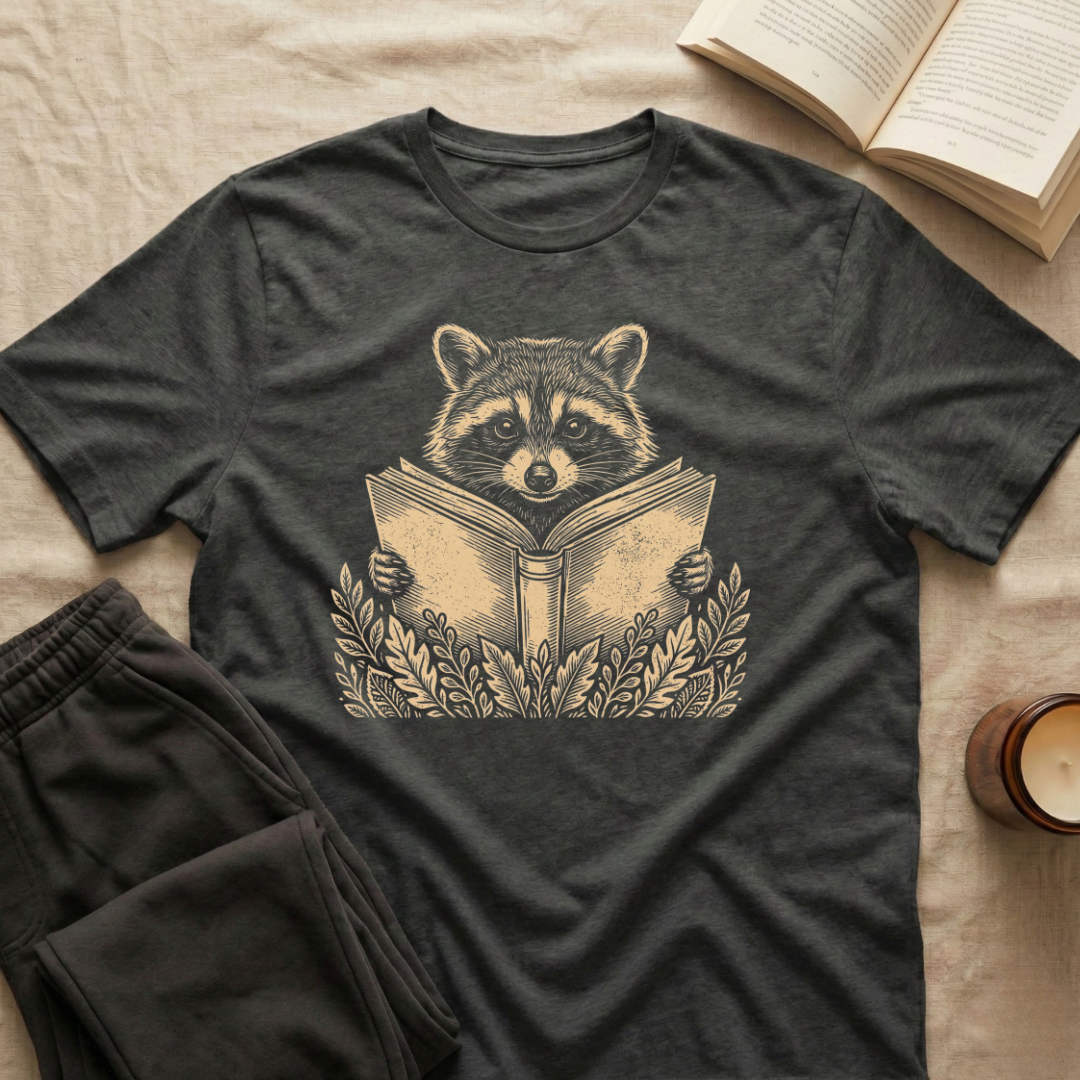 Retro Raccoon Reading T-Shirt