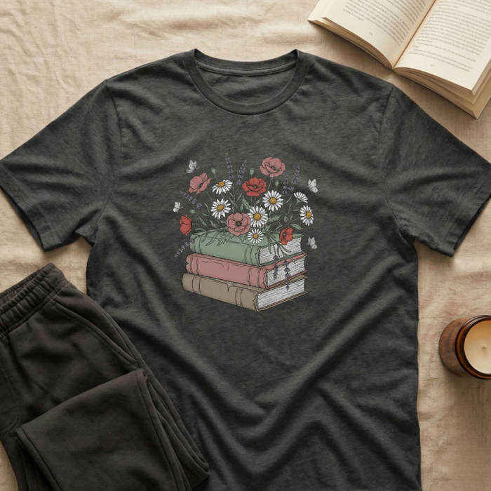 Floral Books T-Shirt in Black