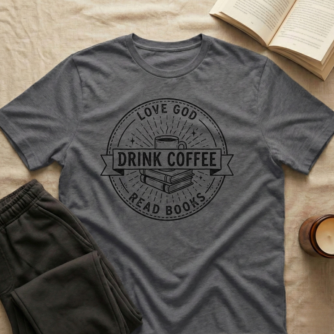 Love God Drink Coffee Read Books T-Shirt
