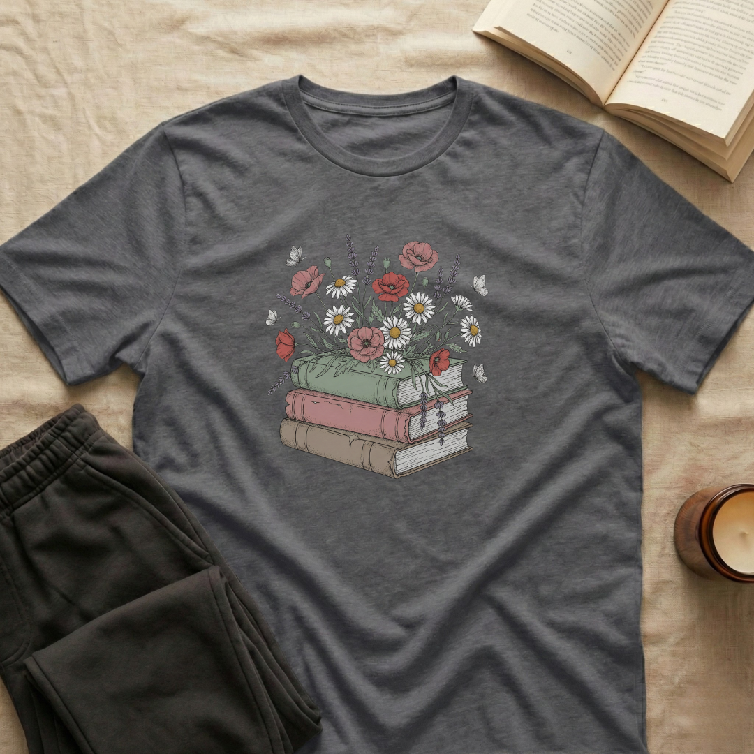 Floral Books T-Shirt