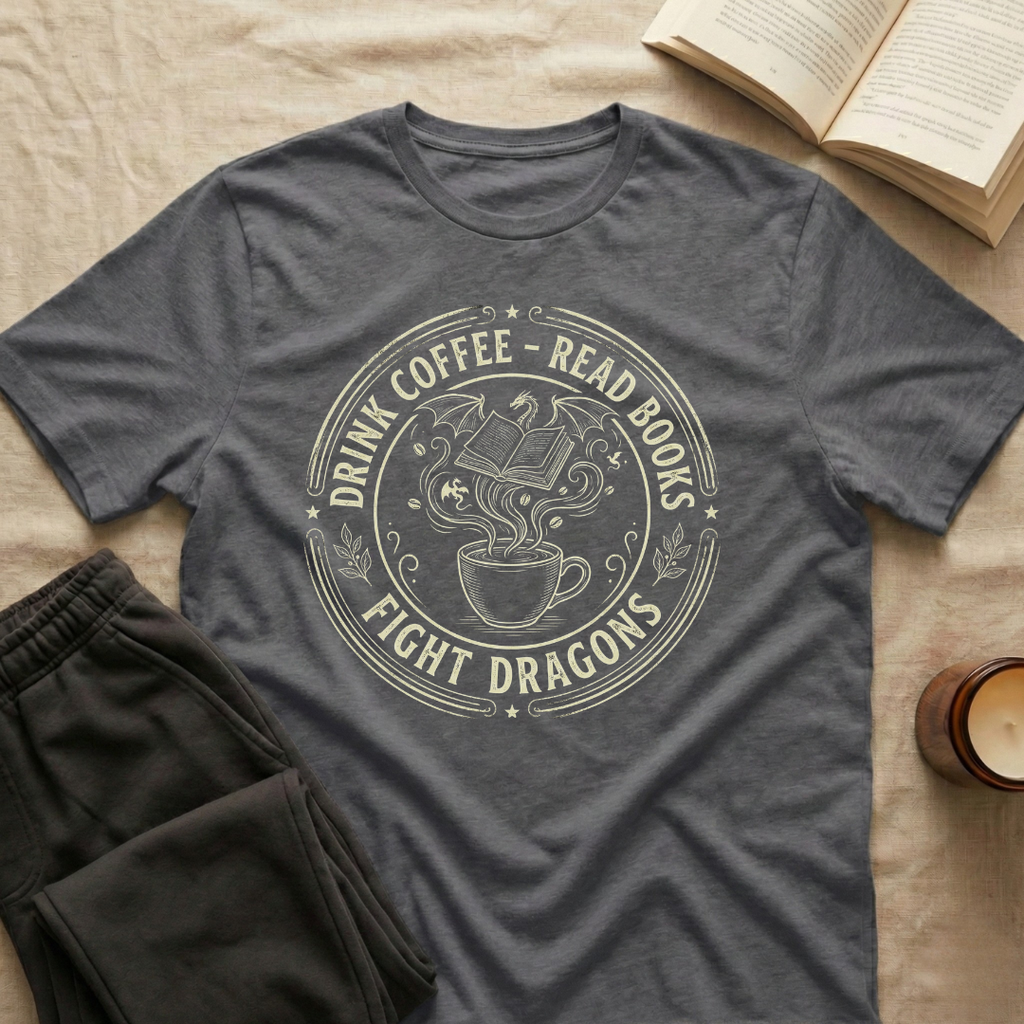 Drink Coffee Read Books Fight Dragons T-Shirt