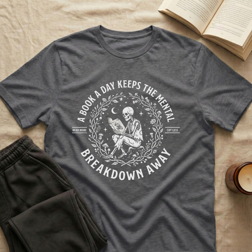 A Book A Day T-Shirt in Charcoal