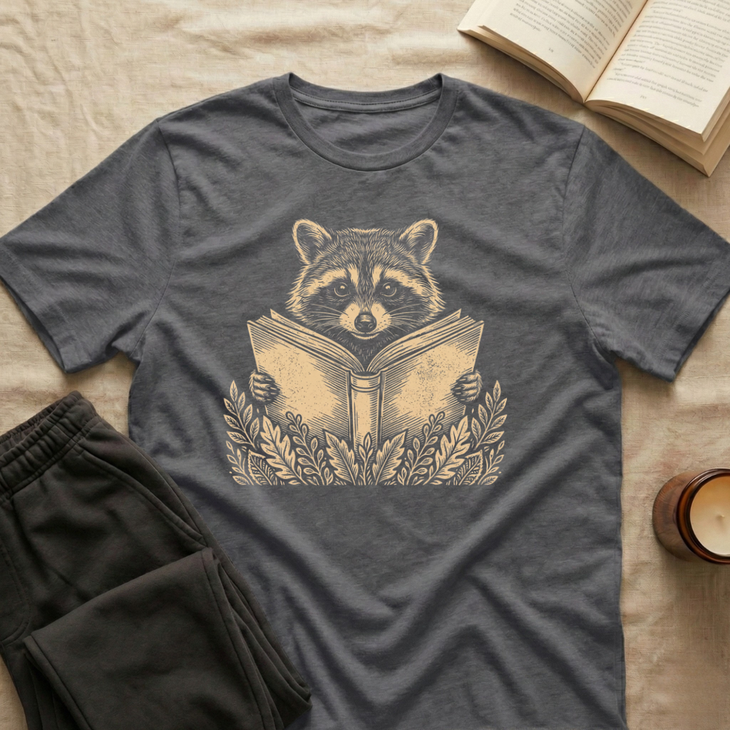 Retro Raccoon Reading T-Shirt