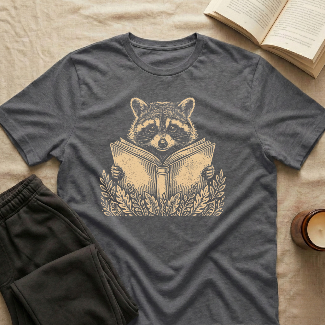 Retro Raccoon Reading T-Shirt