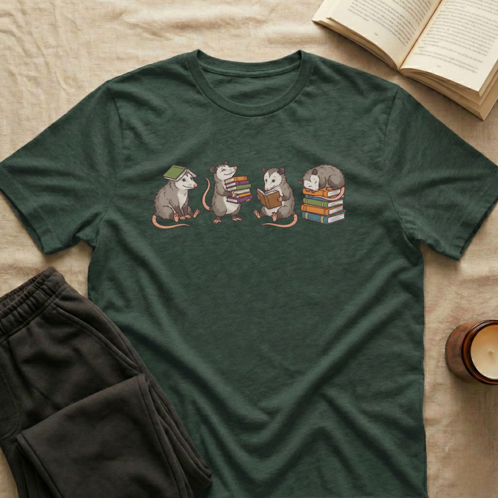Cute Opossums Reading T-Shirt