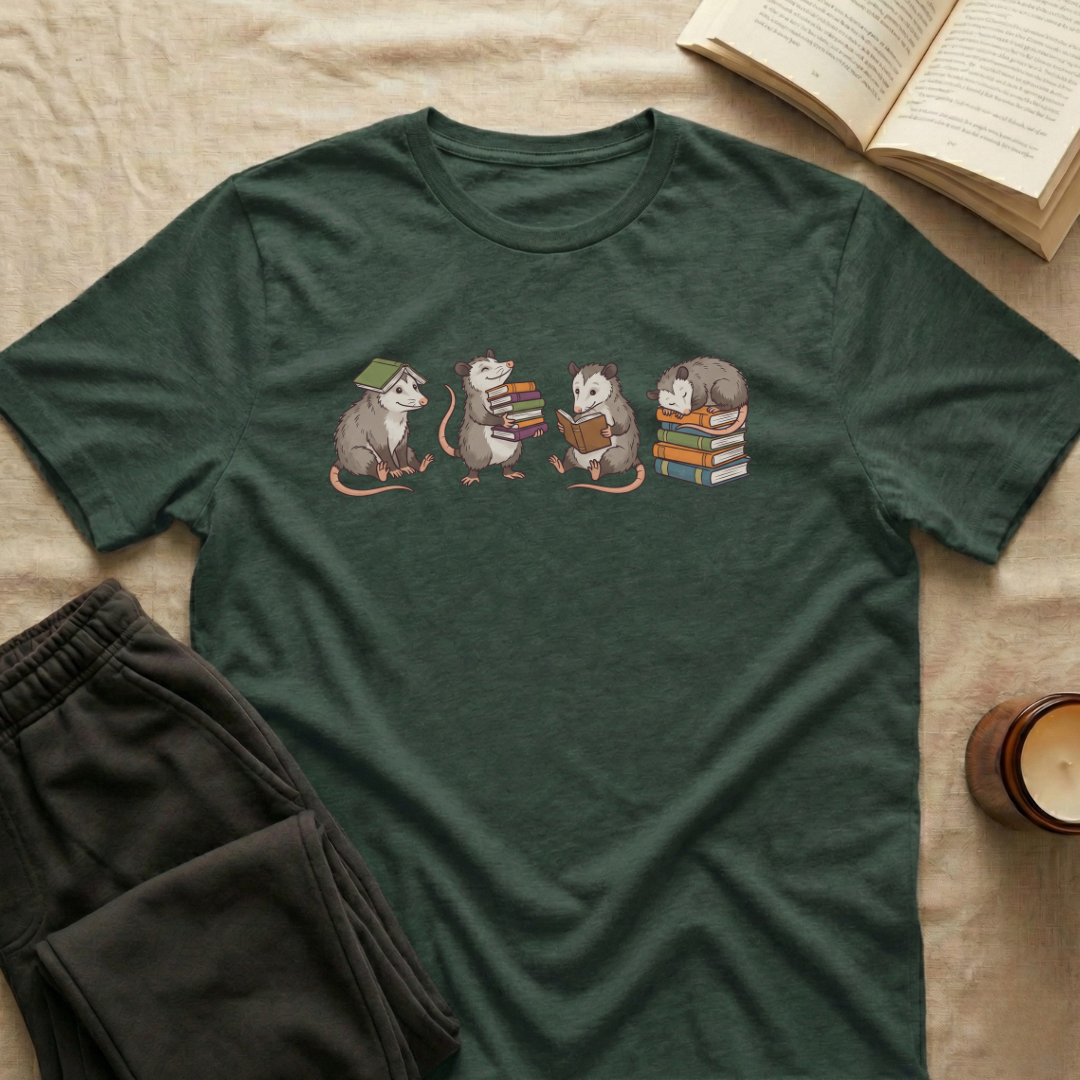Cute Opossums Reading T-Shirt