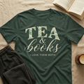 Tea And Books T-Shirt in Forest Green