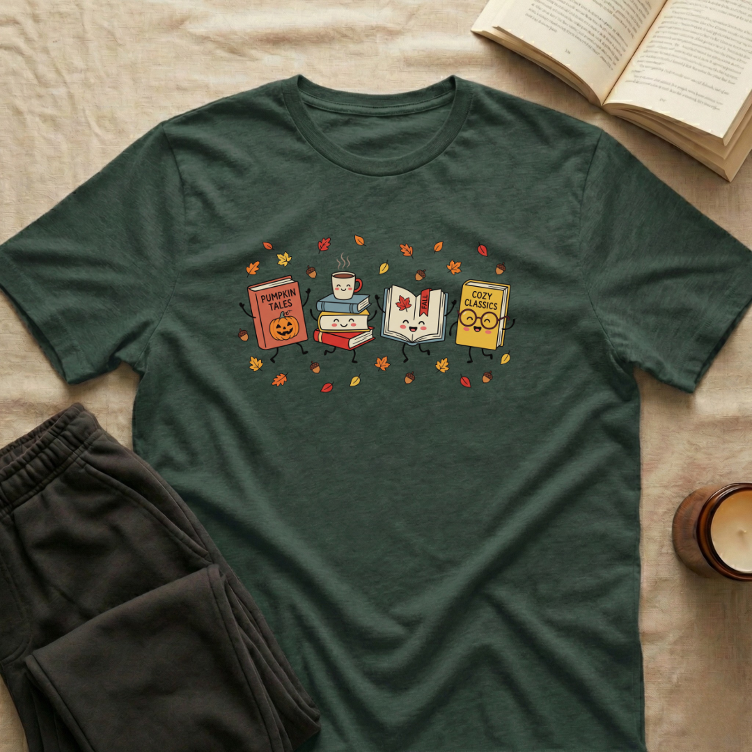 Cute Cozy Fall Books T-Shirt