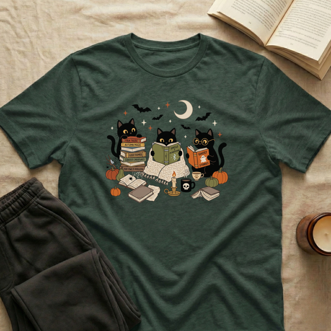 Cute Cats Reading Fall T-Shirt