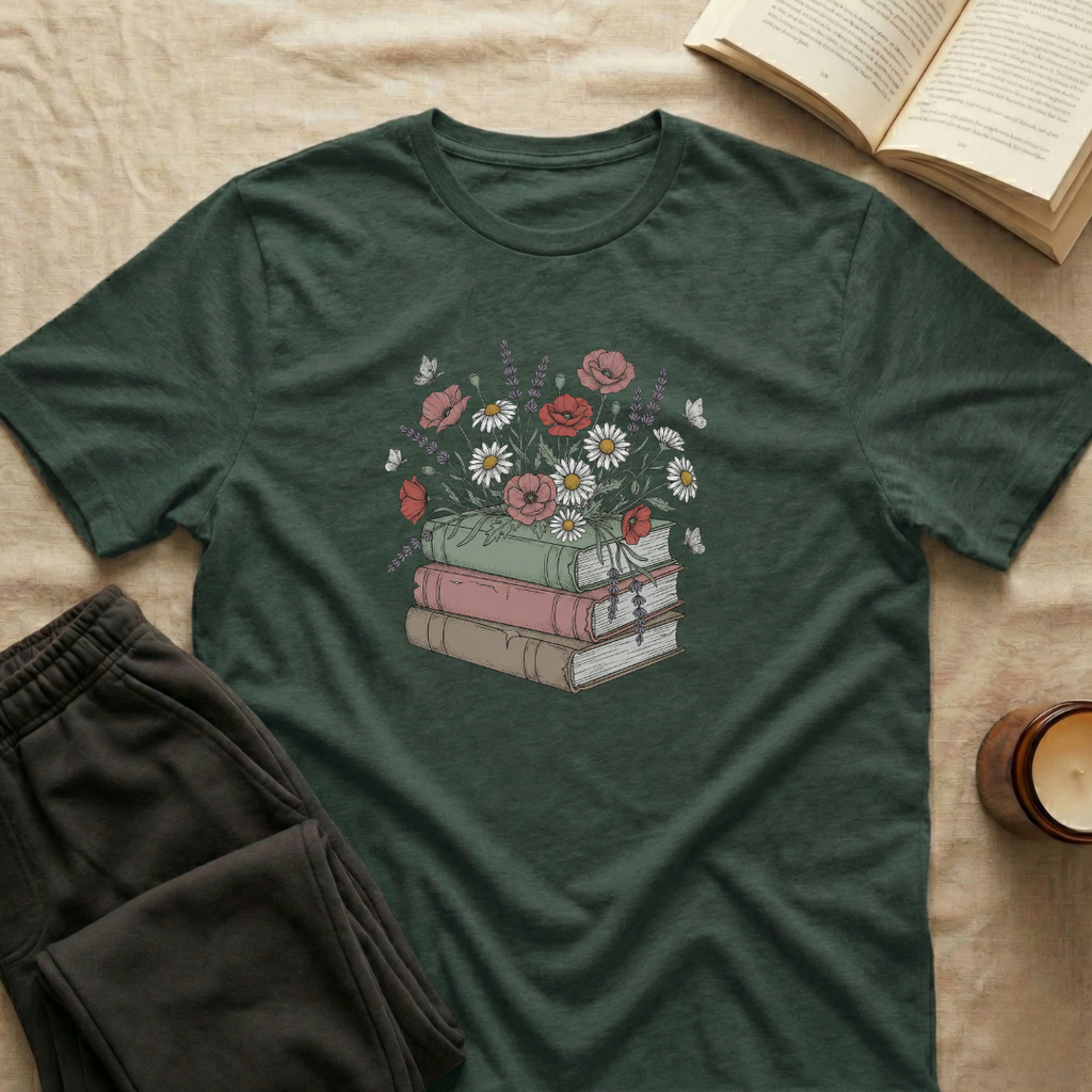 Floral Books T-Shirt