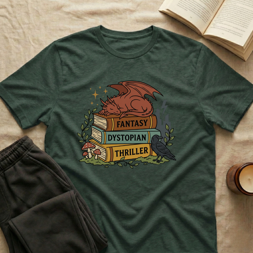 Dragon Sleeping On Books T-Shirt
