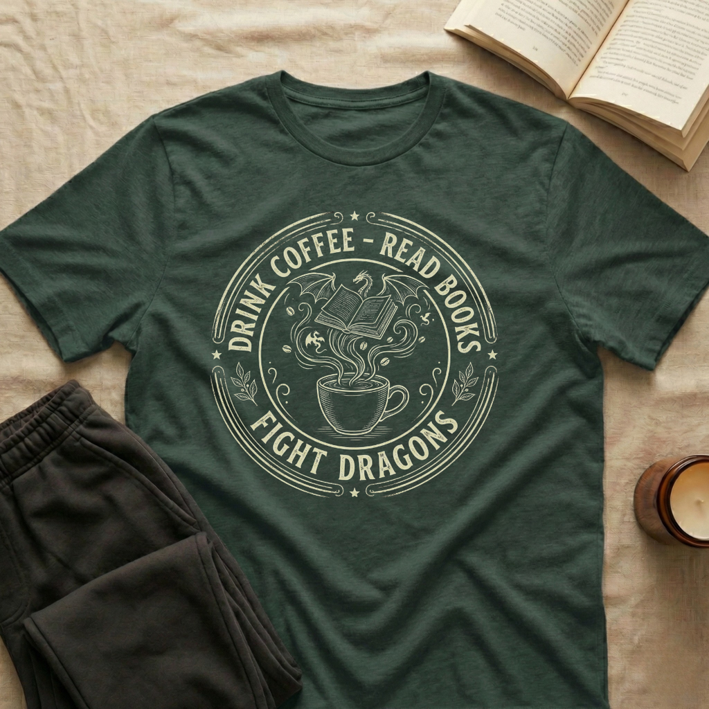 Drink Coffee Read Books Fight Dragons T-Shirt