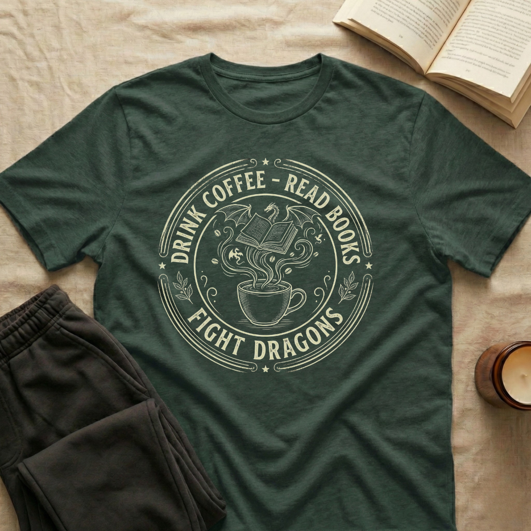 Drink Coffee Read Books Fight Dragons T-Shirt