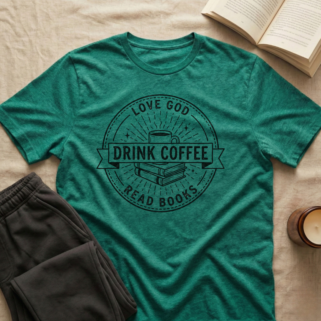 Love God Drink Coffee Read Books T-Shirt