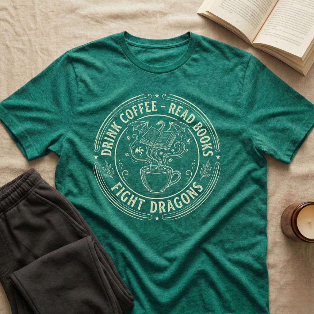 Drink Coffee Read Books Fight Dragons T-Shirt