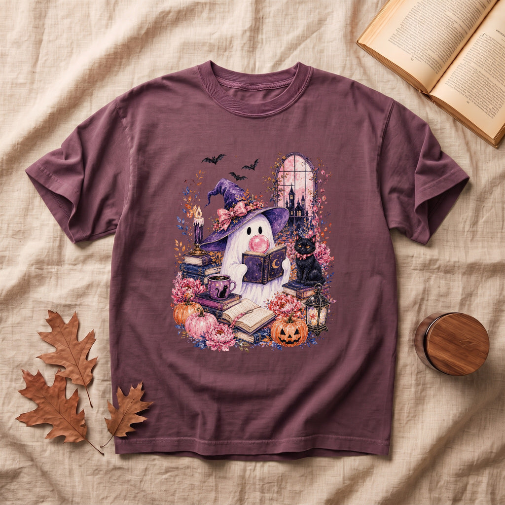 Vintage Pink Ghost Halloween T-shirt