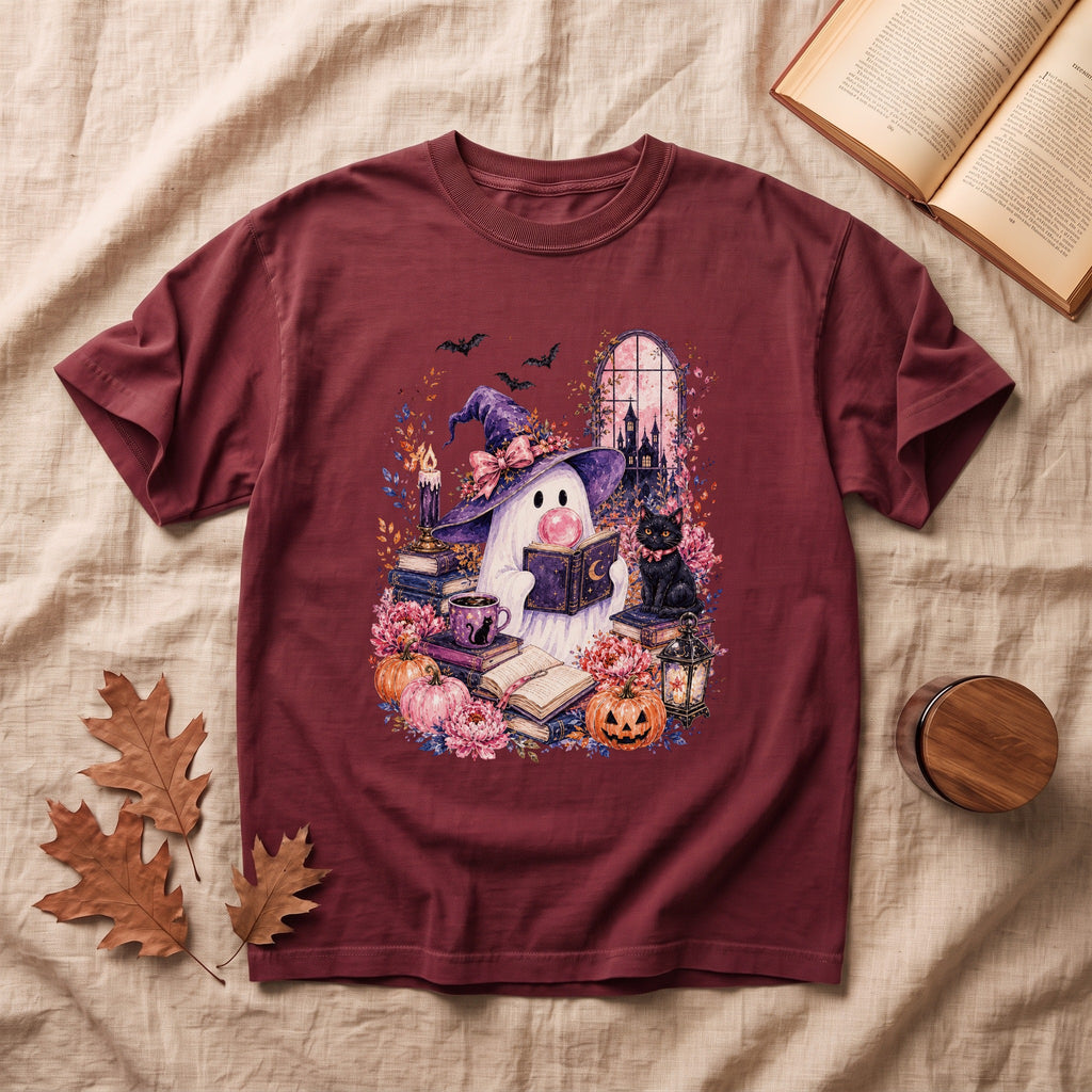 Vintage Pink Ghost Halloween T-shirt