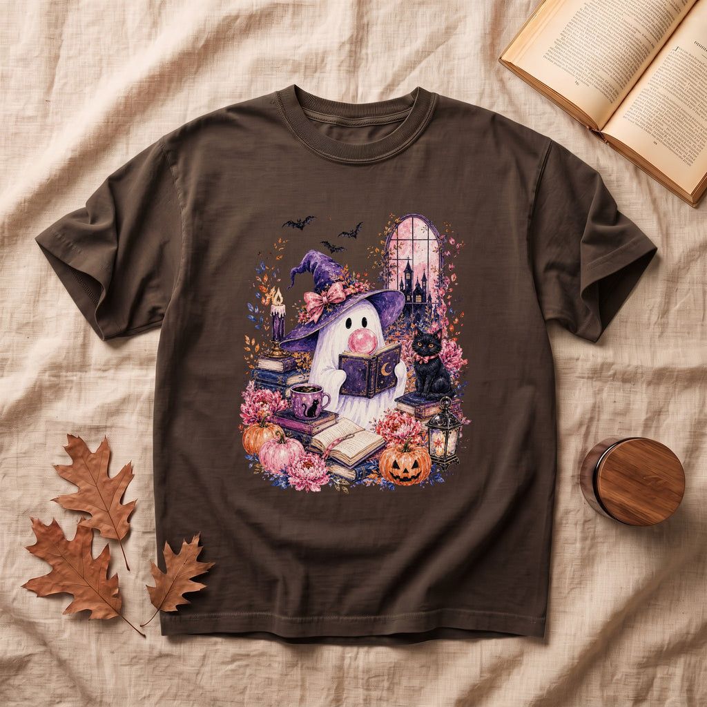 Vintage Pink Ghost Halloween T-shirt