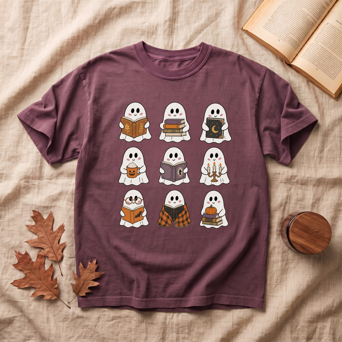 Cute Ghosts Reading Halloween T-shirt