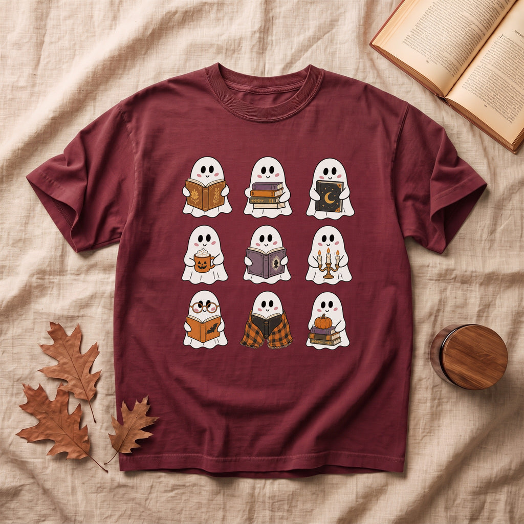 Cute Ghosts Reading Halloween T-shirt