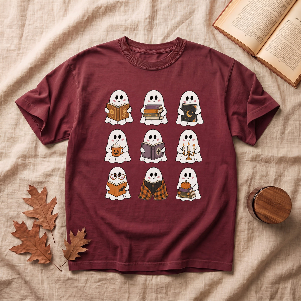 Cute Ghosts Reading Halloween T-shirt