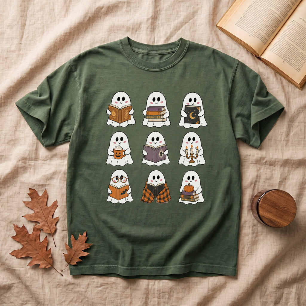 Cute Ghosts Reading Halloween T-shirt