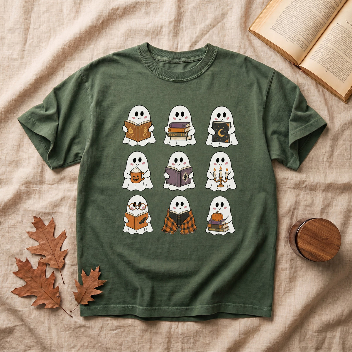 Cute Ghosts Reading Halloween T-shirt