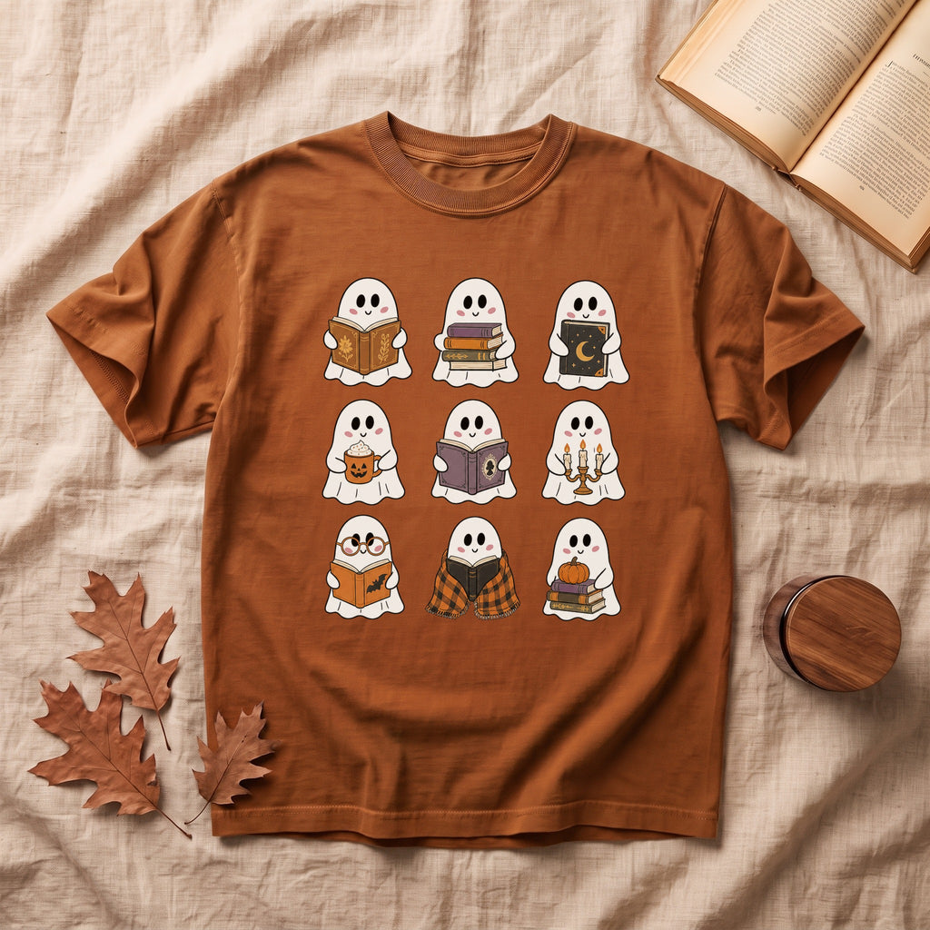Cute Ghosts Reading Halloween T-shirt
