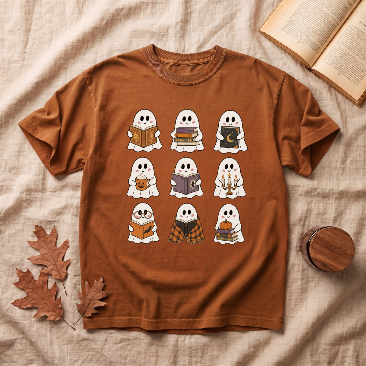Cute Ghosts Reading Halloween T-shirt