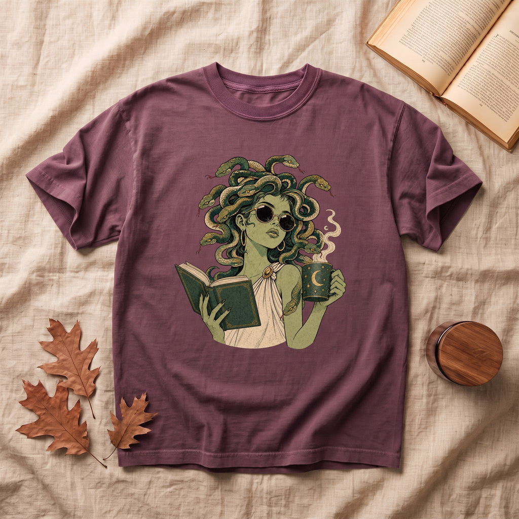 Medusa Reading Halloween T-shirt - Berry