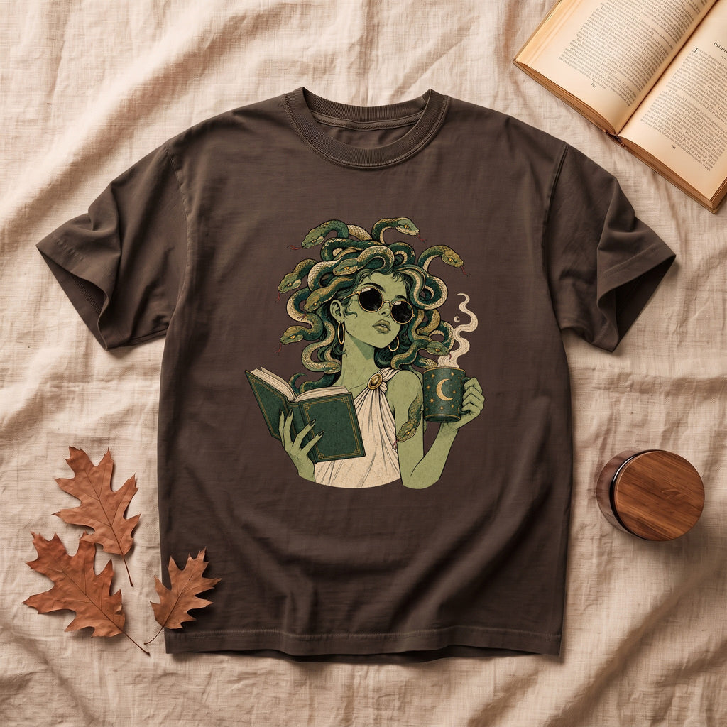 Medusa Reading Halloween T-shirt - Espresso