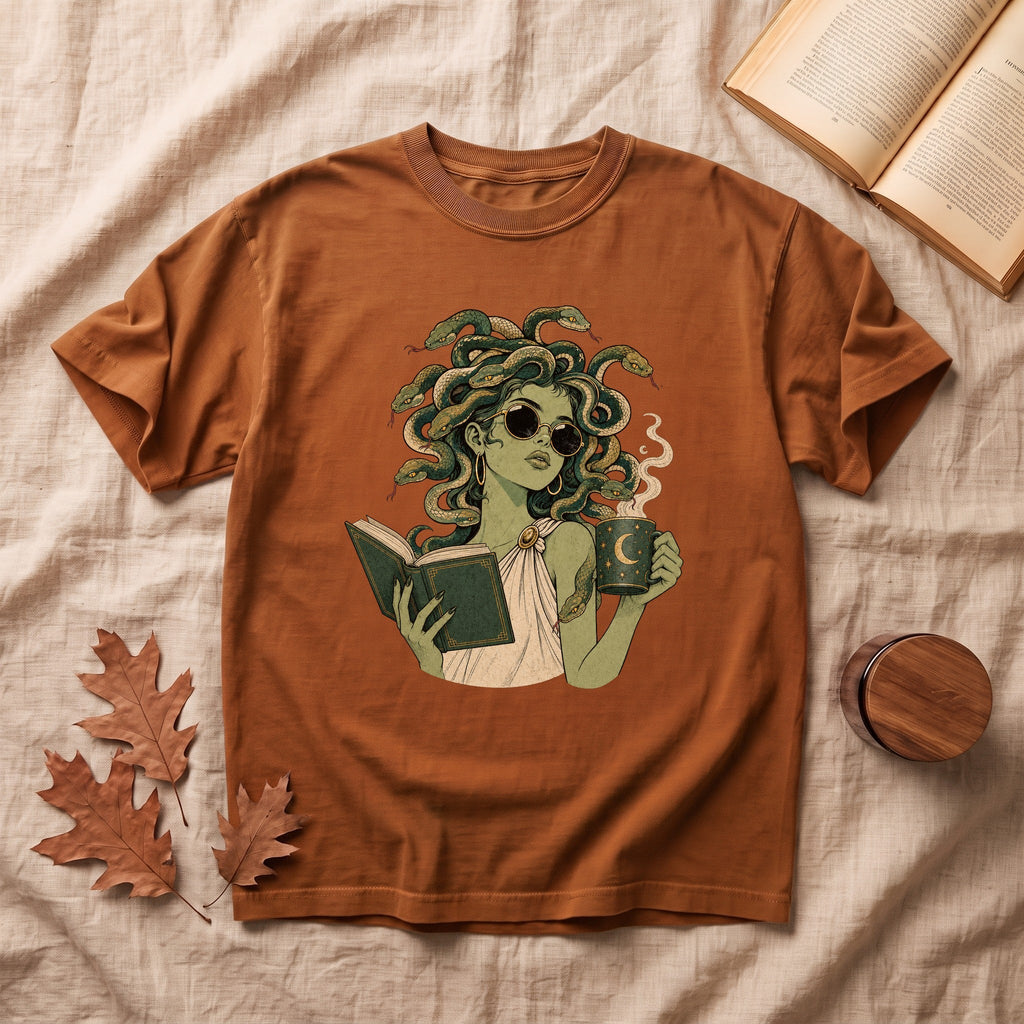Medusa Reading Halloween T-shirt - Yam