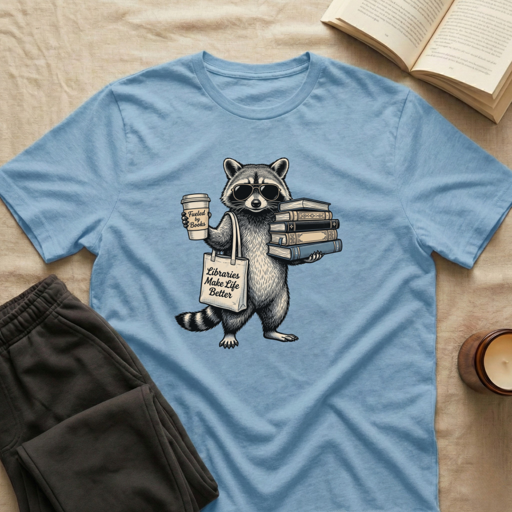 Vintage Raccoon Reading T-Shirt