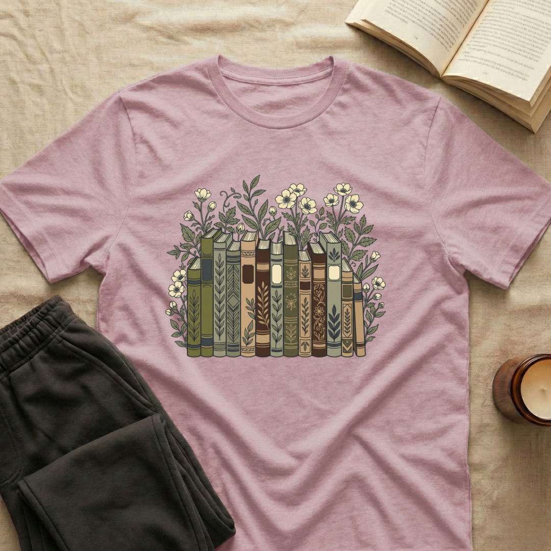 Floral Books T-Shirt